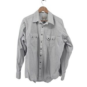 Rockmount Ranch Wear Shirt Mens XL White Black Gingham Western Diamond Snap USA